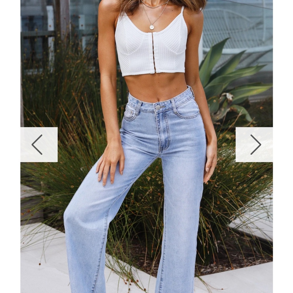 High-Rise Light Blue Wide Leg Jeans - Picture 2 of 6